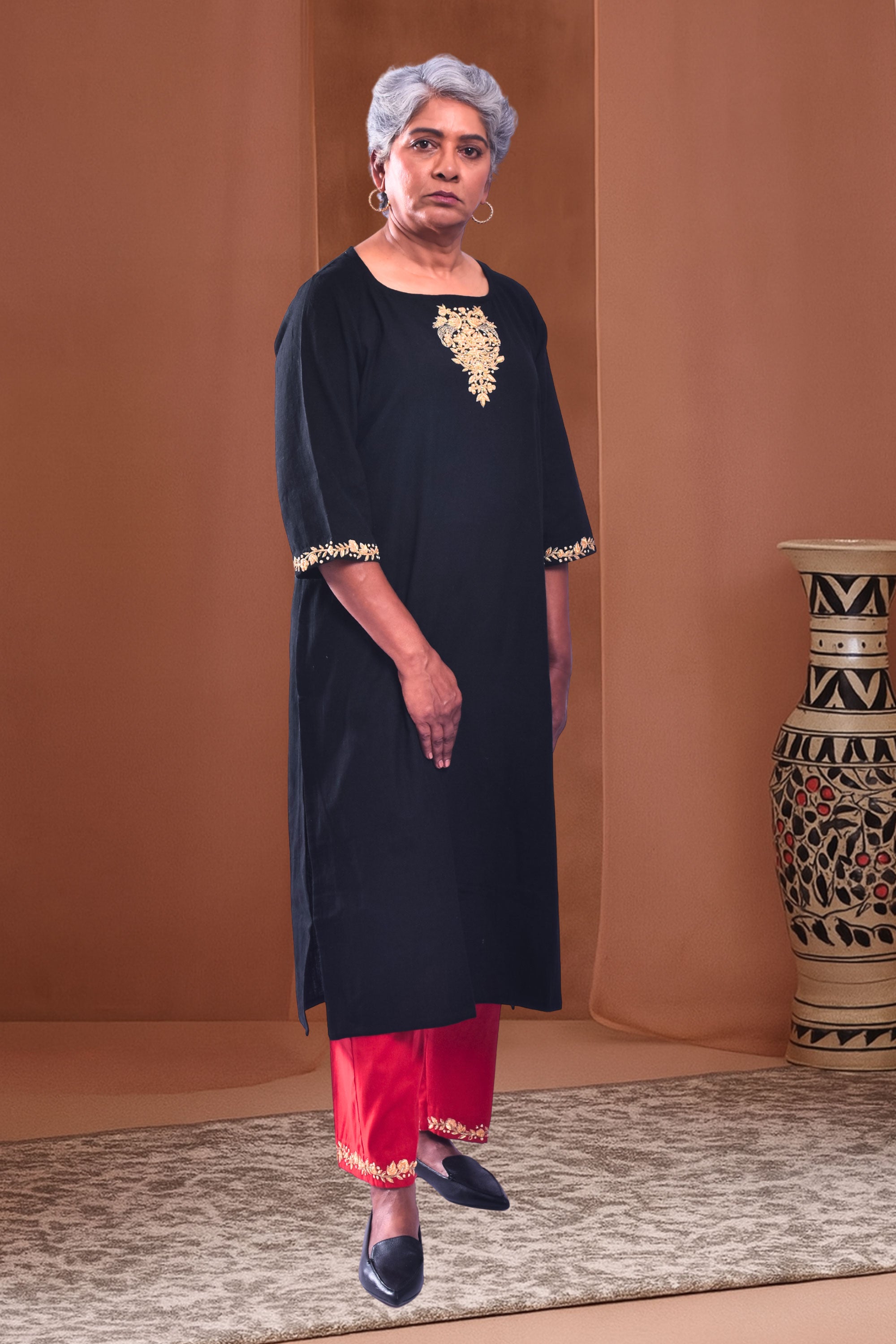 Black Rose Kurta Set